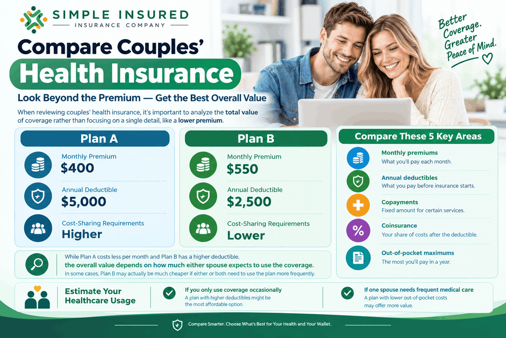 Couples health insurance comparison in USA